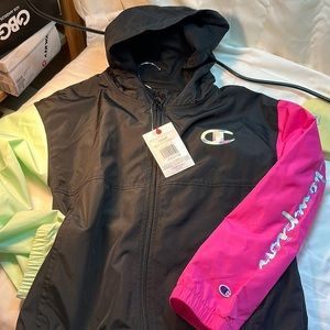 Champion colorful zip up light weight jacket w/ hood NWT